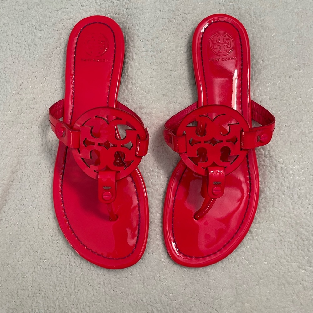 Tory Burch Neon Coral Miller Sandals GUC